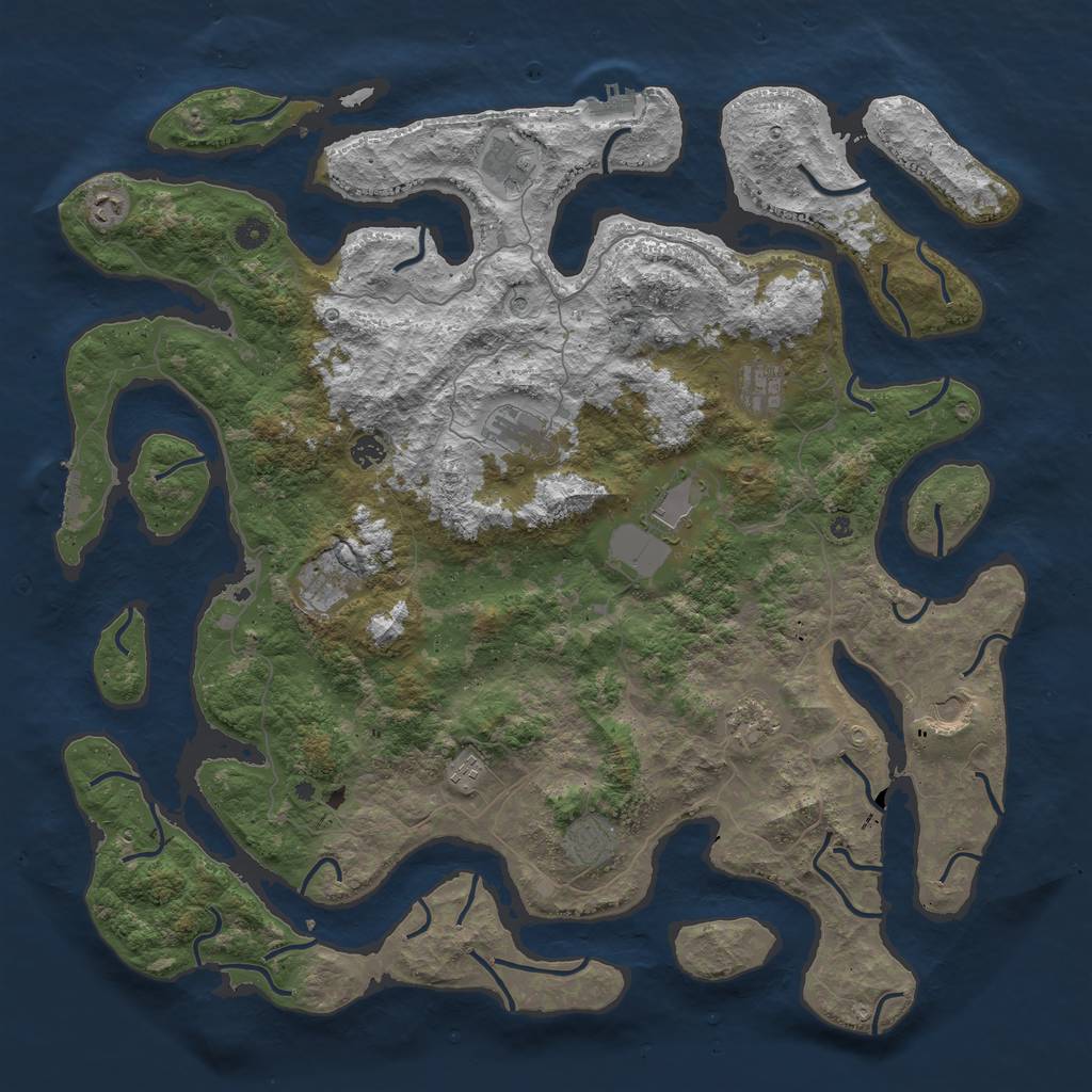 Rust Map: Procedural Map, Size: 5000, Seed: 751735, 16 Monuments