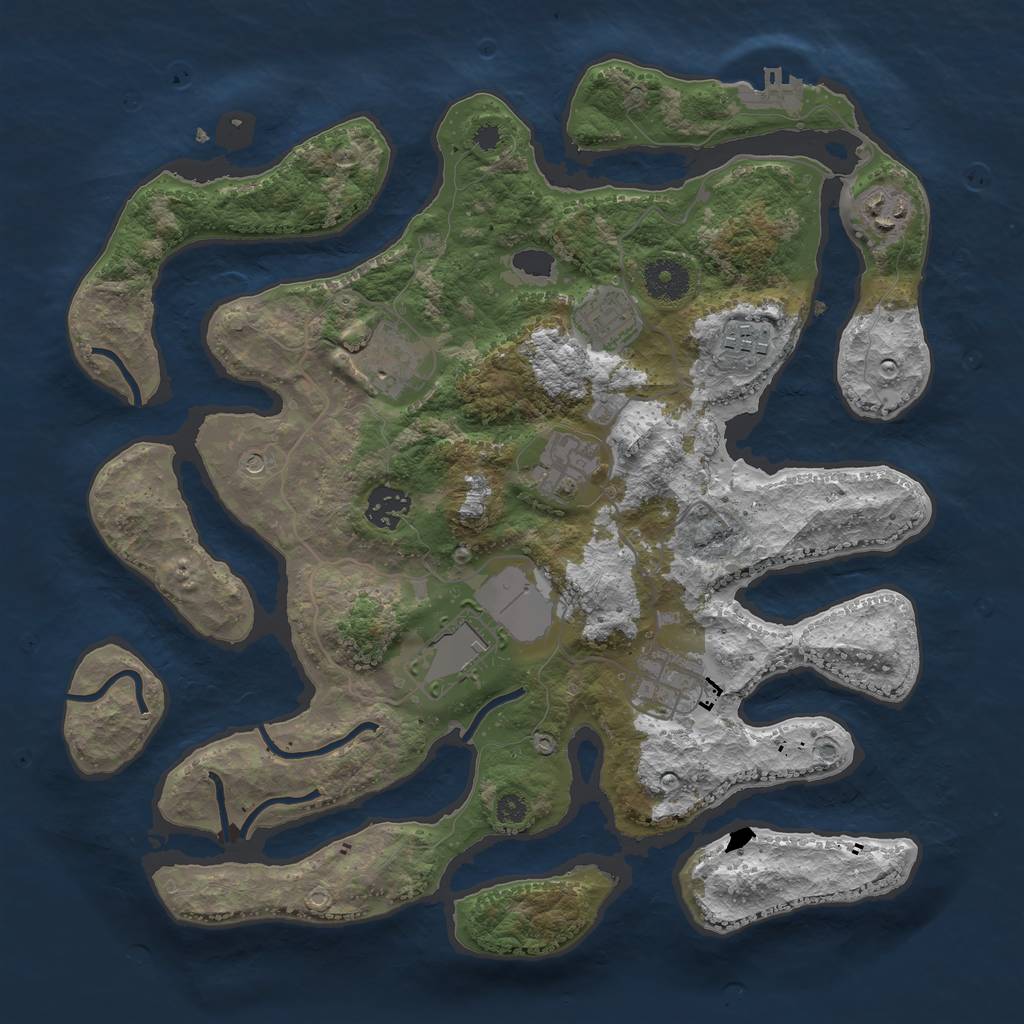 Rust Map: Procedural Map, Size: 3500, Seed: 125882660, 12 Monuments