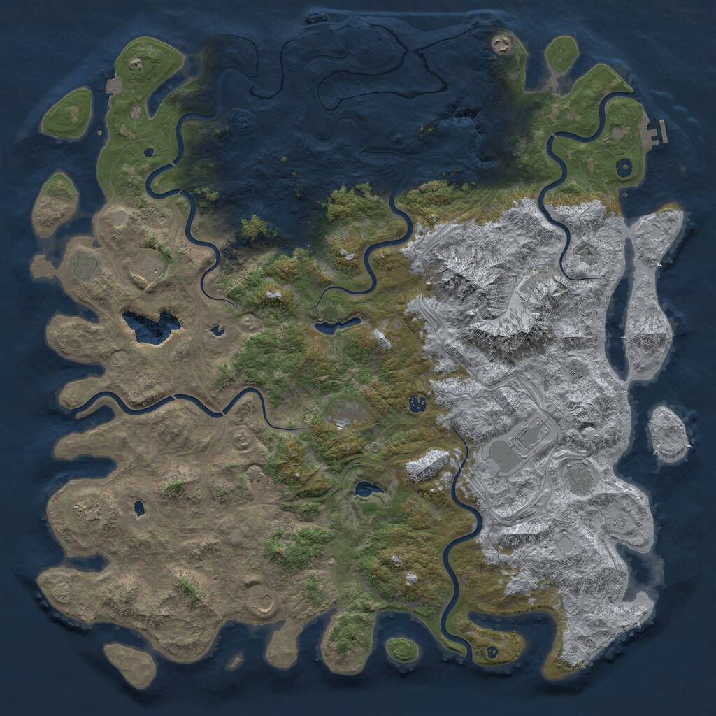 Rust Map: Procedural Map, Size: 6000, Seed: 378304447, 17 Monuments
