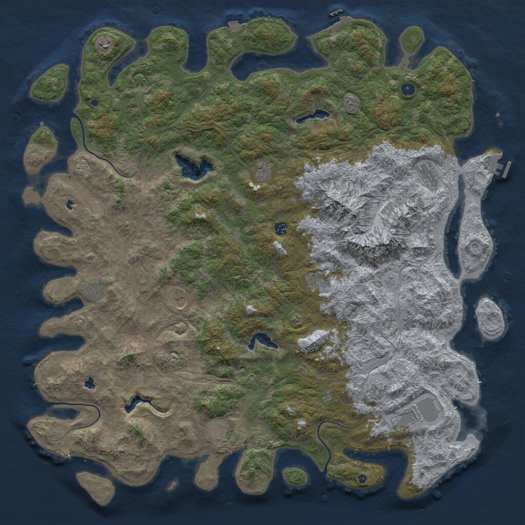 Rust Map: Procedural Map, Size: 6000, Seed: 378304447, 17 Monuments