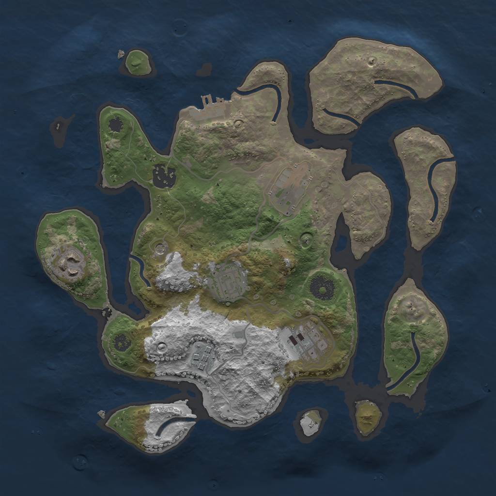 Rust Map: Procedural Map, Size: 3000, Seed: 1535739371, 10 Monuments