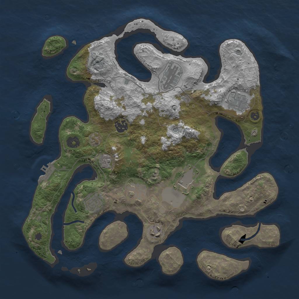 Rust Map: Procedural Map, Size: 3500, Seed: 190451929, 12 Monuments