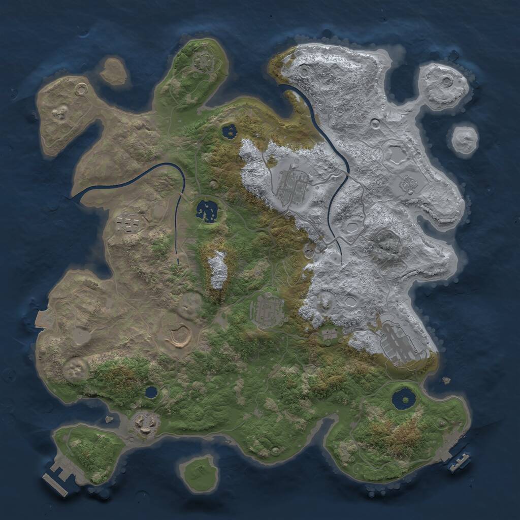 Rust Map: Procedural Map, Size: 3500, Seed: 371133718, 13 Monuments