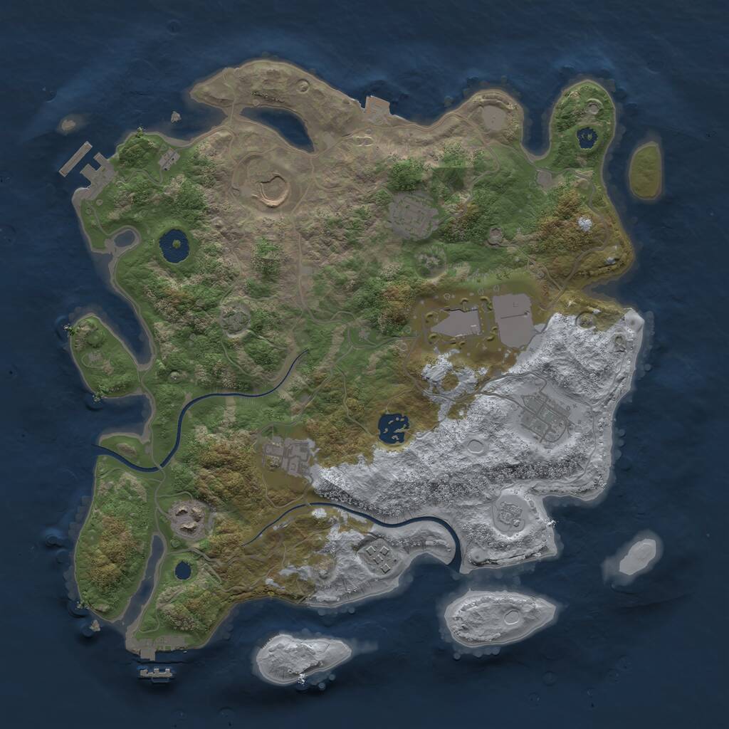 Rust Map: Procedural Map, Size: 3500, Seed: 568329146, 13 Monuments