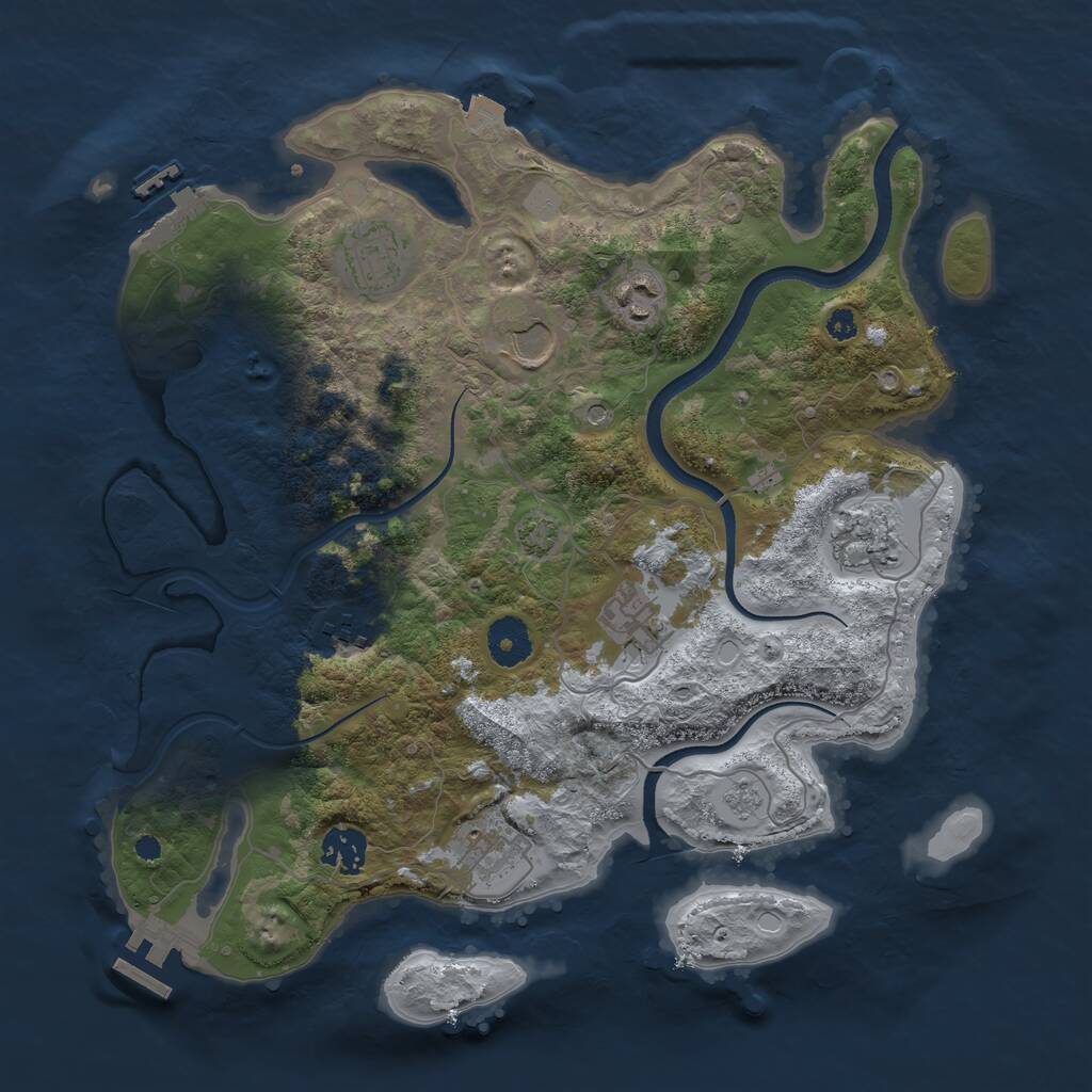 Rust Map: Procedural Map, Size: 3500, Seed: 568329146, 14 Monuments