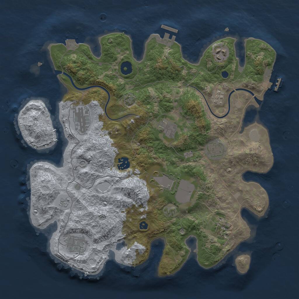 Rust Map: Procedural Map, Size: 3500, Seed: 1609042886, 15 Monuments