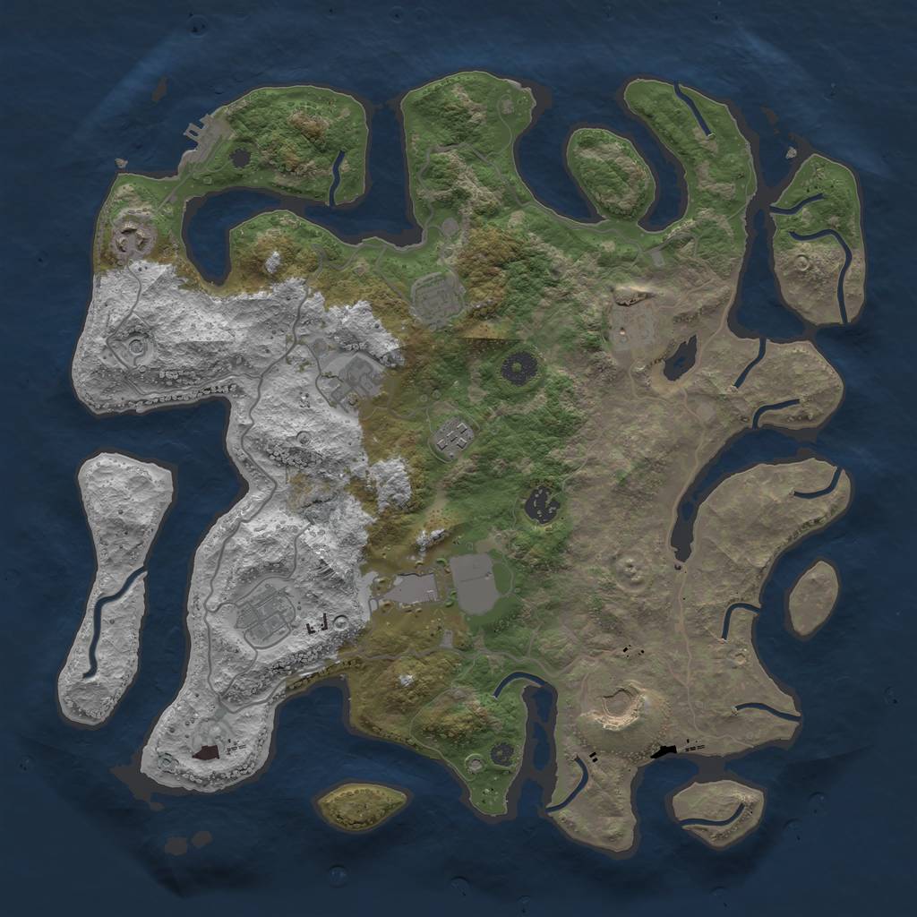 Rust Map: Procedural Map, Size: 4000, Seed: 3945173, 13 Monuments