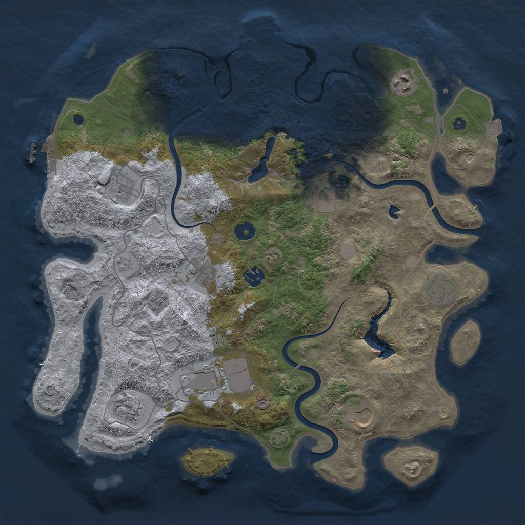 Rust Map: Procedural Map, Size: 4000, Seed: 3945173, 16 Monuments