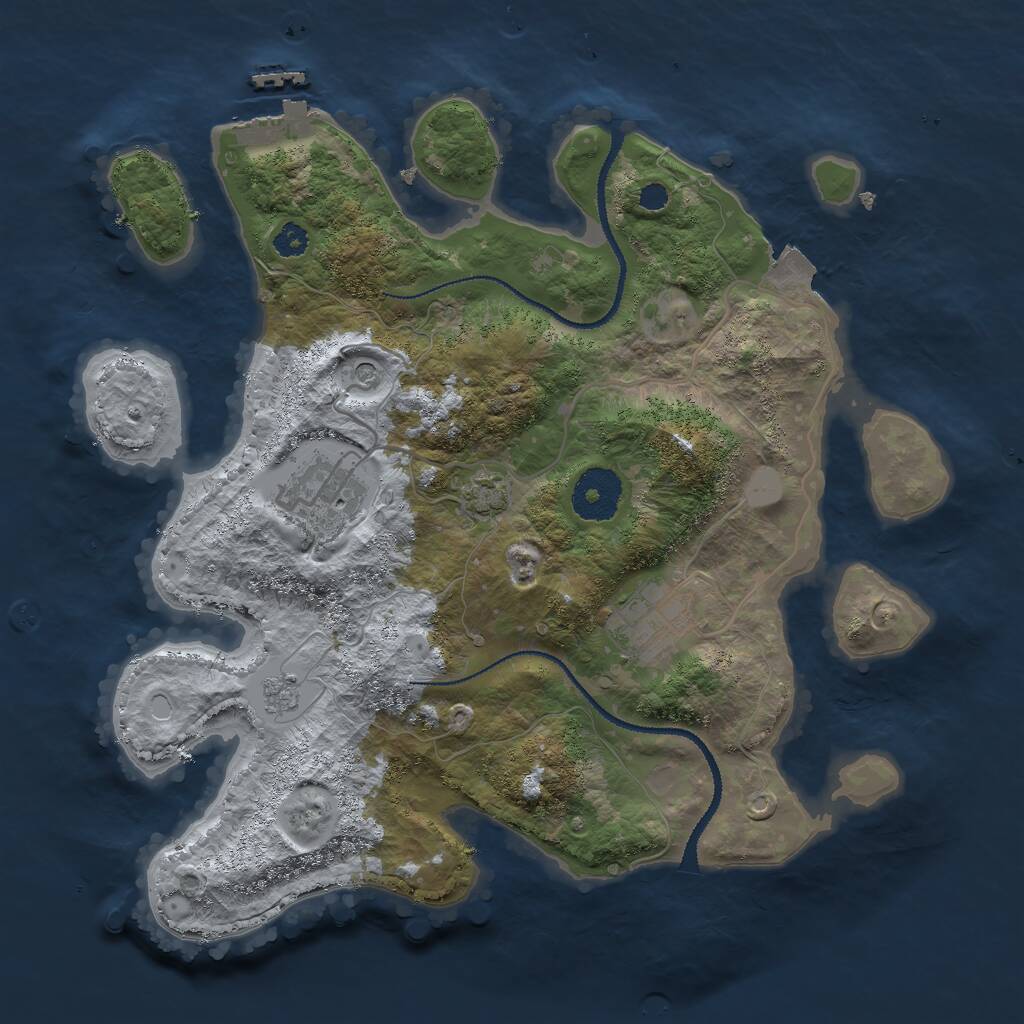 Rust Map: Procedural Map, Size: 3000, Seed: 17657, 7 Monuments