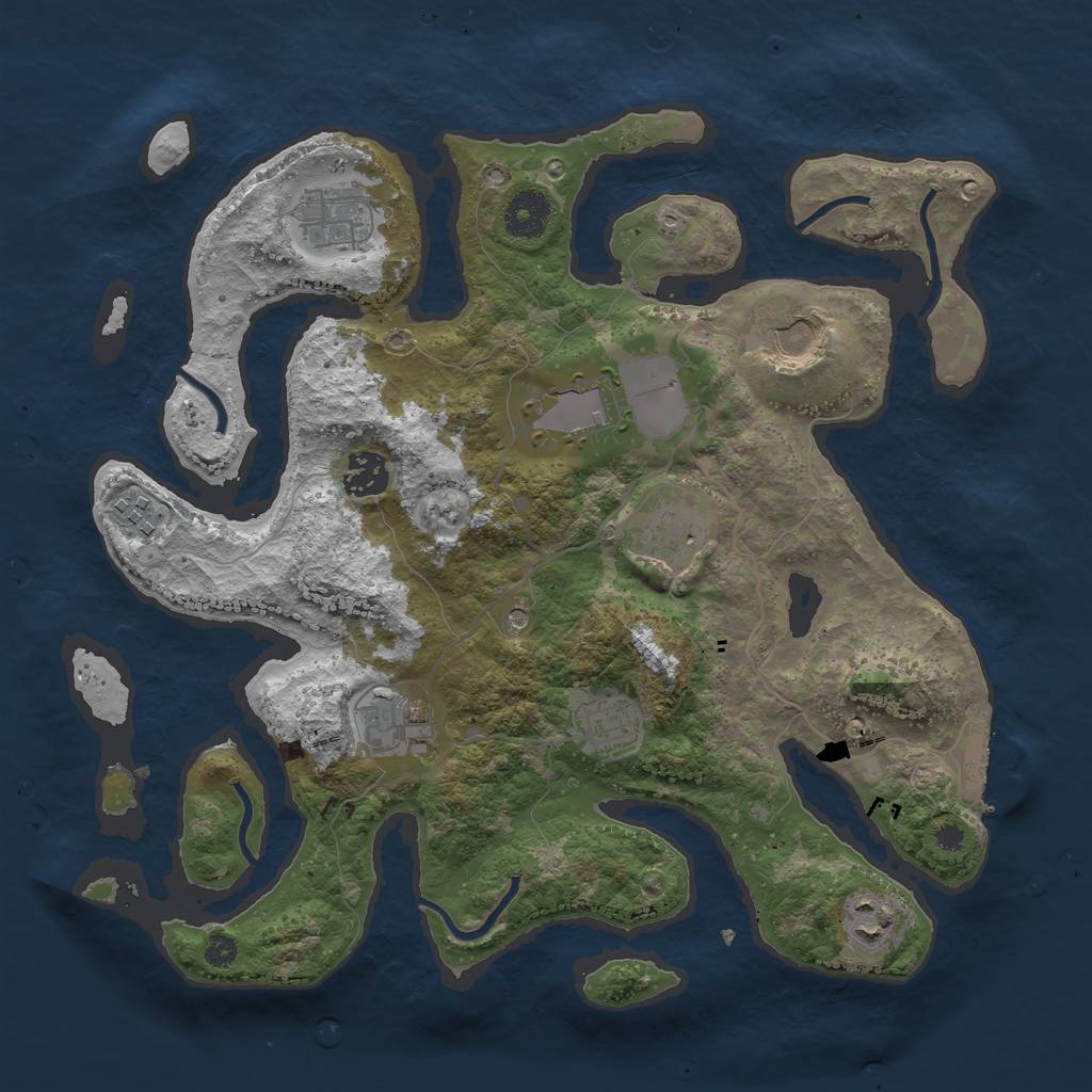 Rust Map: Procedural Map, Size: 3500, Seed: 1234678, 13 Monuments