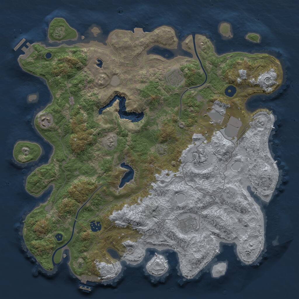 Rust Map: Procedural Map, Size: 4000, Seed: 265454144, 12 Monuments