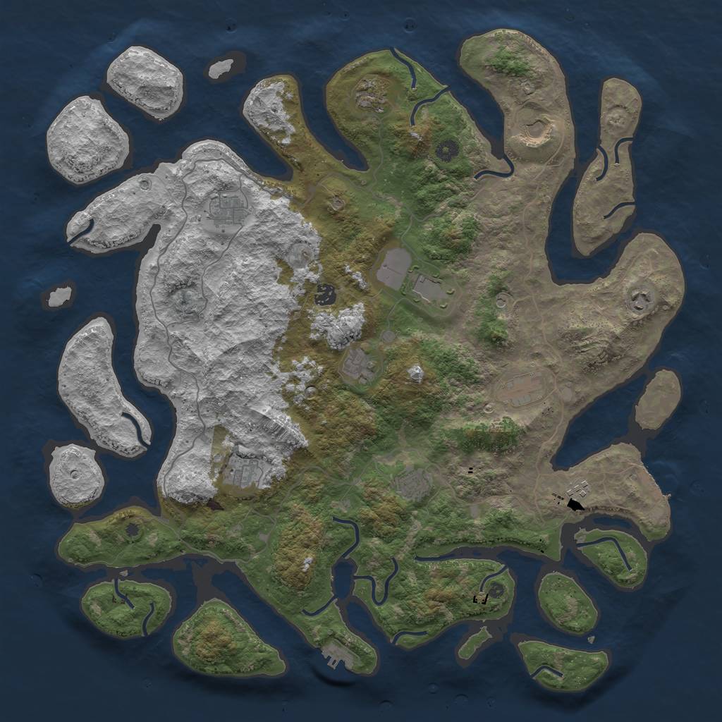 Rust Map: Procedural Map, Size: 4800, Seed: 264159107, 16 Monuments