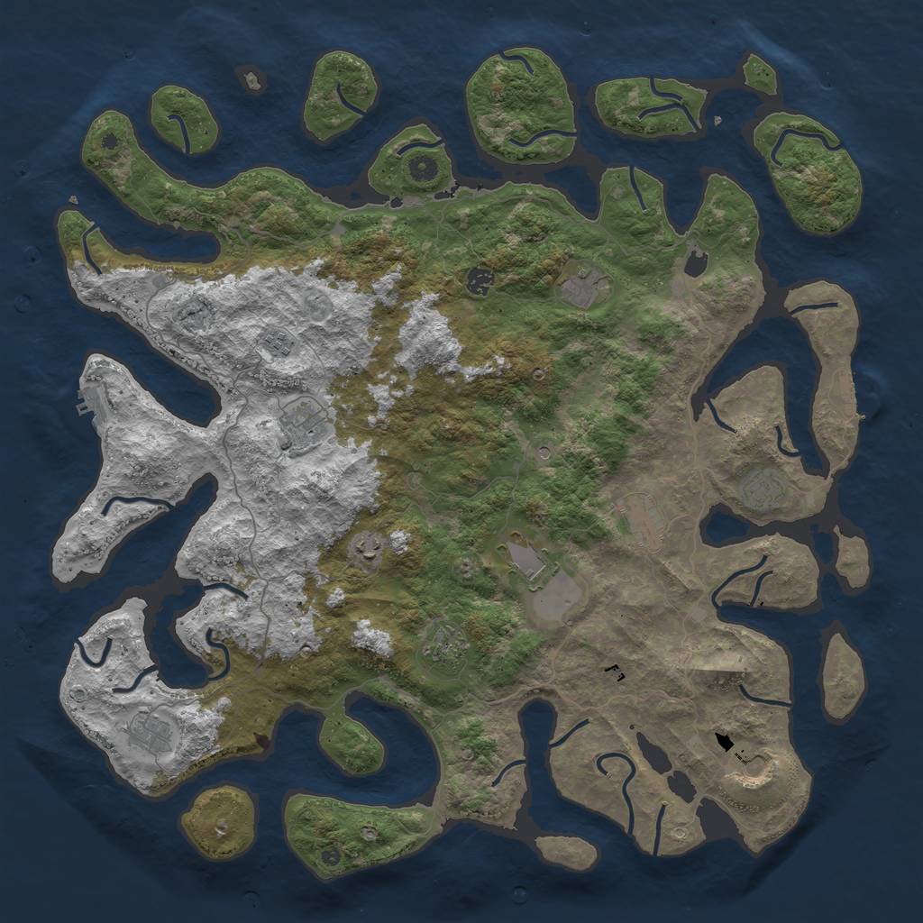 Rust Map: Procedural Map, Size: 5000, Seed: 52892120, 16 Monuments