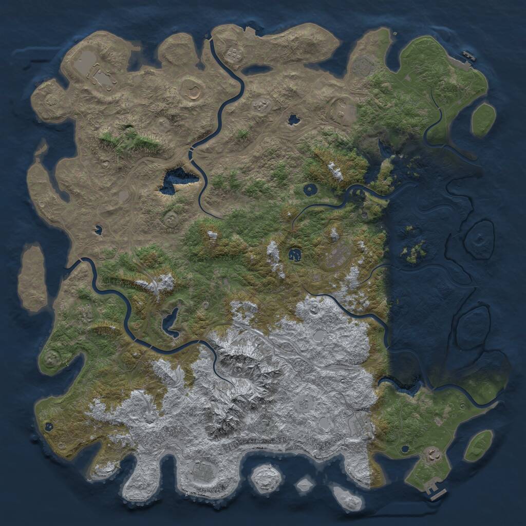 Rust Map: Procedural Map, Size: 6000, Seed: 43265232, 17 Monuments