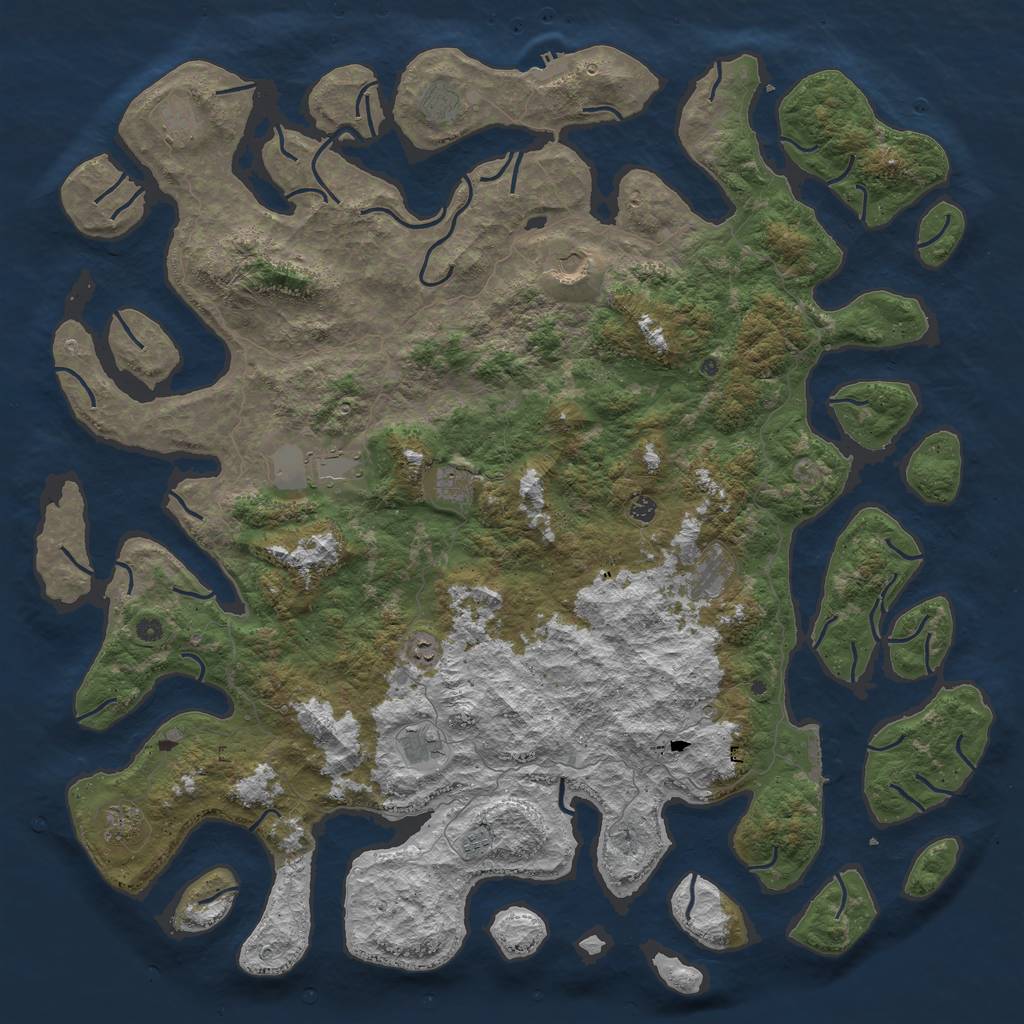 Rust Map: Procedural Map, Size: 6000, Seed: 43265232, 16 Monuments