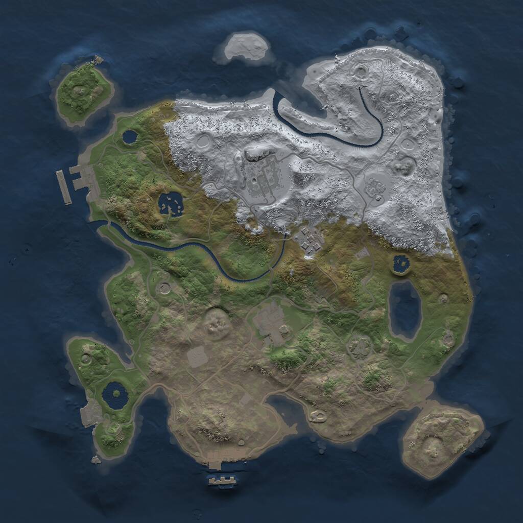 Rust Map: Procedural Map, Size: 3000, Seed: 786138491, 10 Monuments