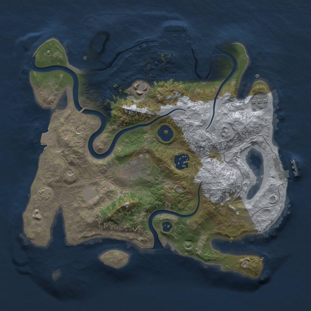 Rust Map: Procedural Map, Size: 3000, Seed: 1612195863, 9 Monuments