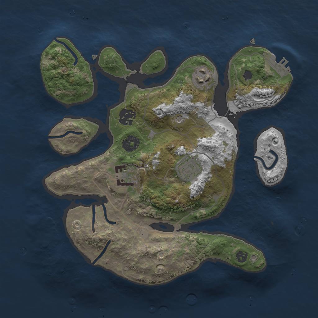 Rust Map: Procedural Map, Size: 2841, Seed: 17437500, 8 Monuments