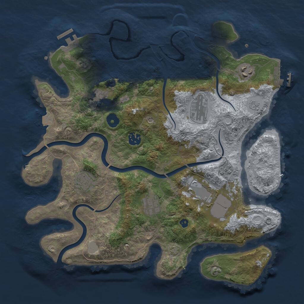 Rust Map: Procedural Map, Size: 3500, Seed: 58263, 14 Monuments