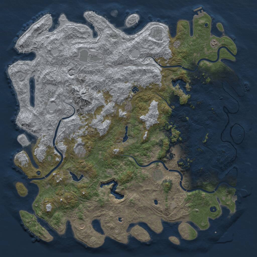 Rust Map: Procedural Map, Size: 6000, Seed: 3621, 17 Monuments