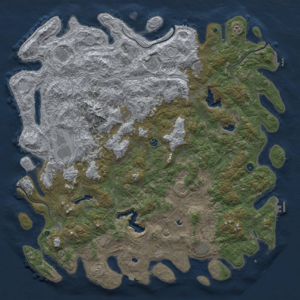 Rust Map: Procedural Map, Size: 6000, Seed: 3621, 17 Monuments