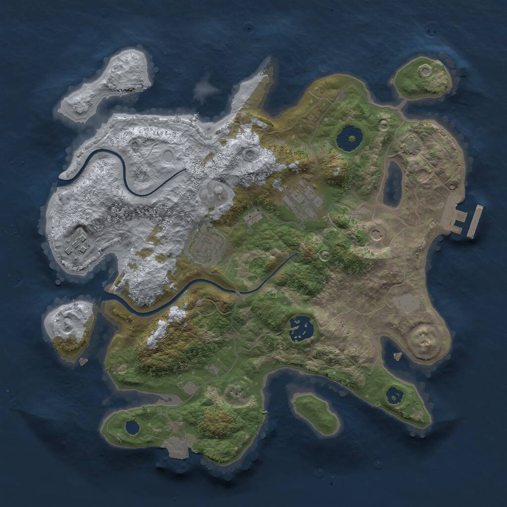 Rust Map: Procedural Map, Size: 3000, Seed: 1418405641, 8 Monuments