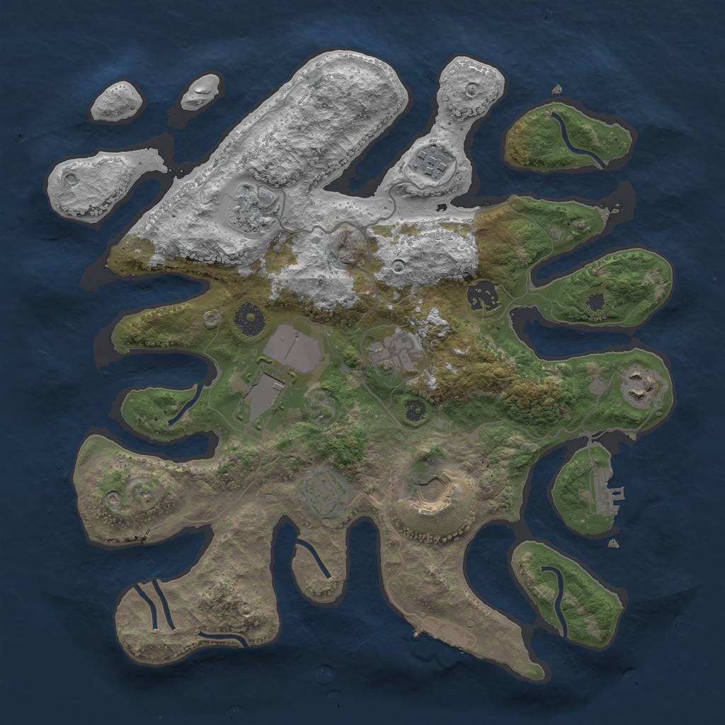 Rust Map: Procedural Map, Size: 3500, Seed: 78275334, 12 Monuments