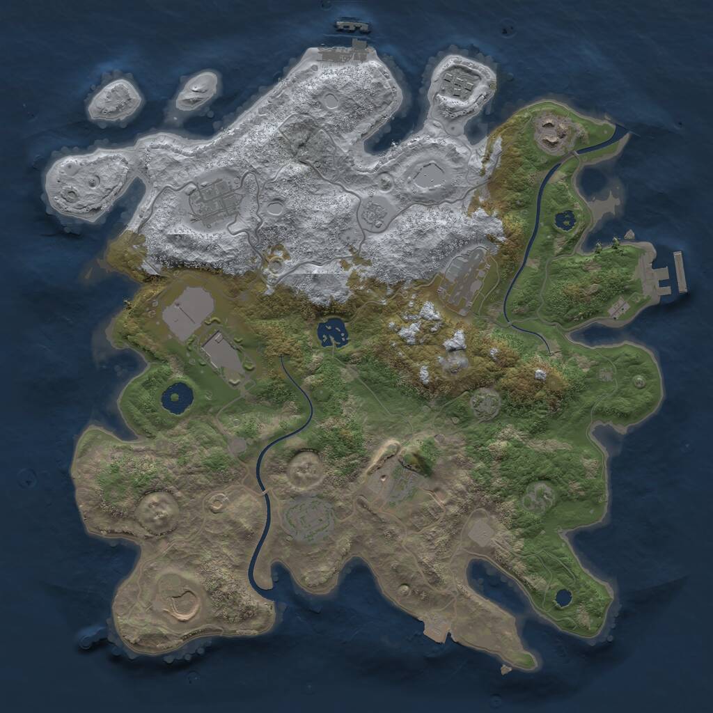 Rust Map: Procedural Map, Size: 3500, Seed: 78275334, 14 Monuments