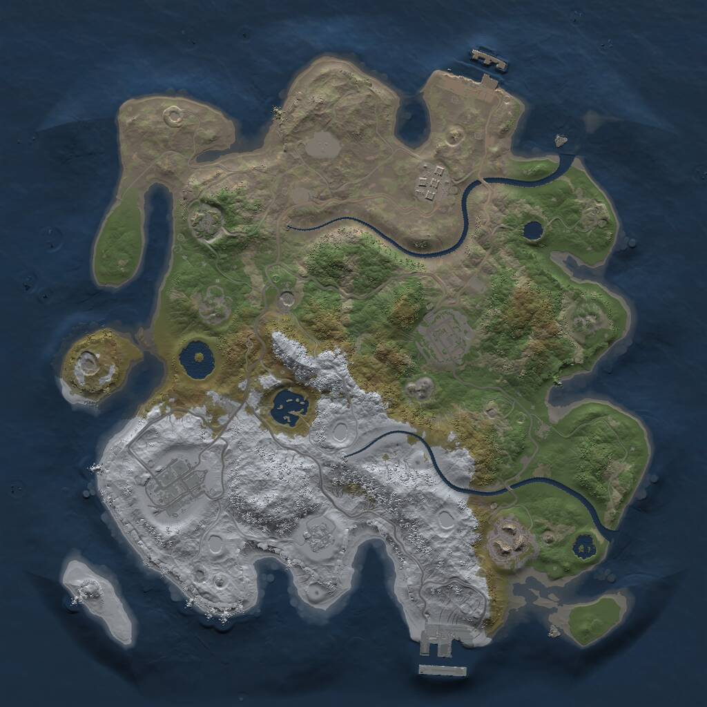 Rust Map: Procedural Map, Size: 3000, Seed: 1323213841, 11 Monuments