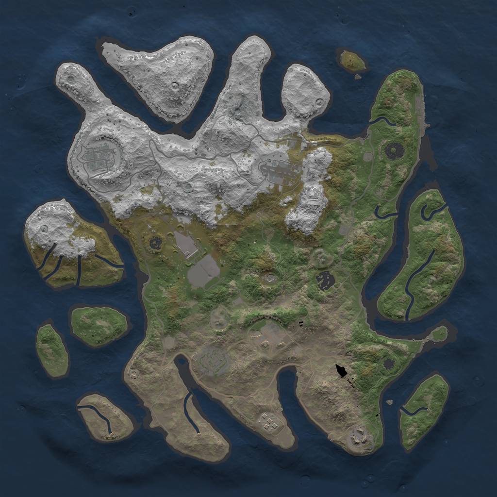 Rust Map: Procedural Map, Size: 4000, Seed: 73263271, 12 Monuments