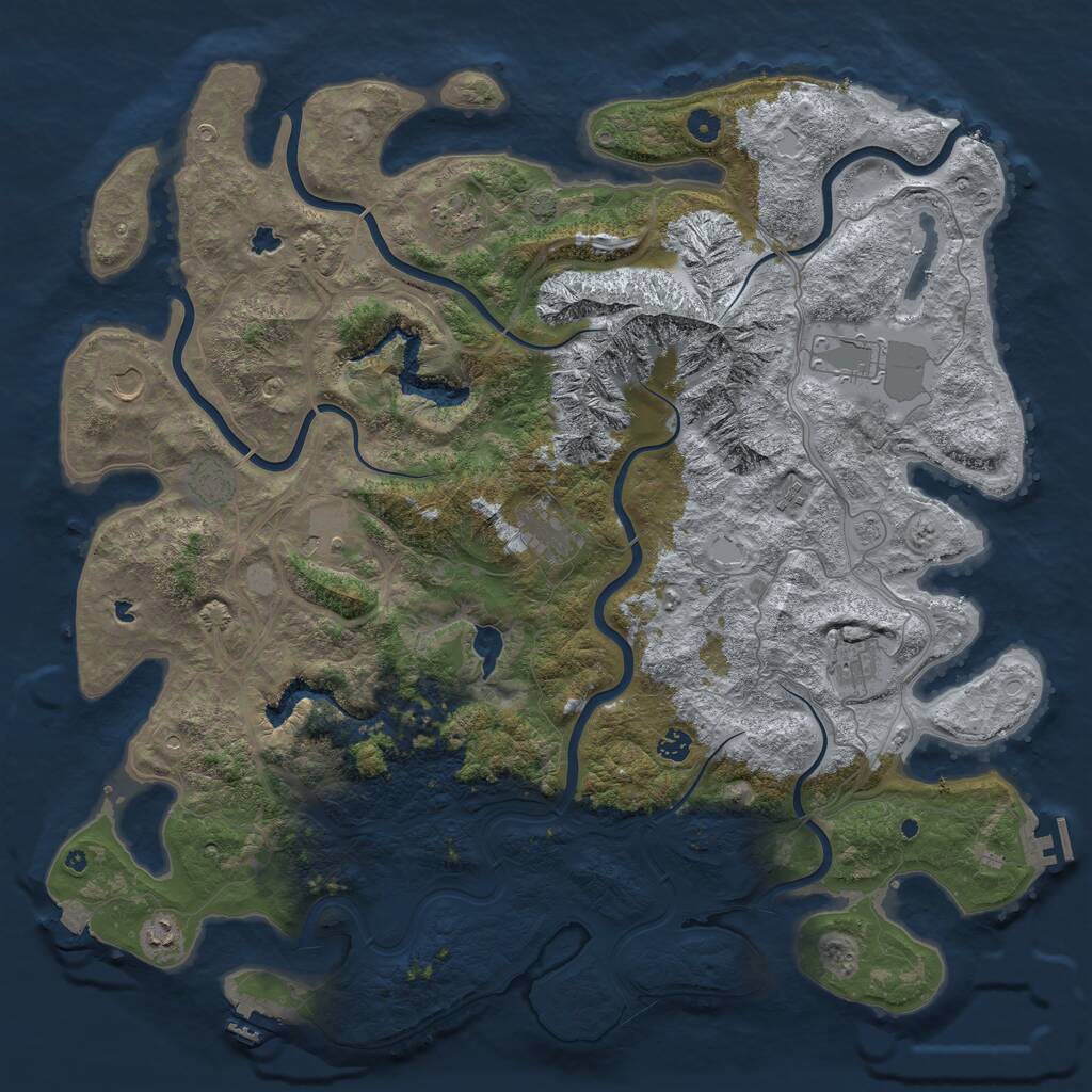 Rust Map: Procedural Map, Size: 5000, Seed: 987456344, 16 Monuments