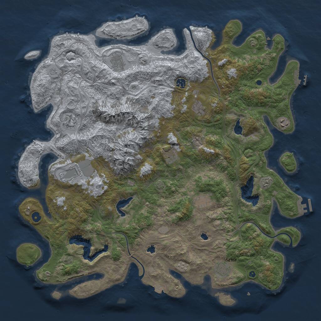Rust Map: Procedural Map, Size: 5000, Seed: 860962661, 16 Monuments