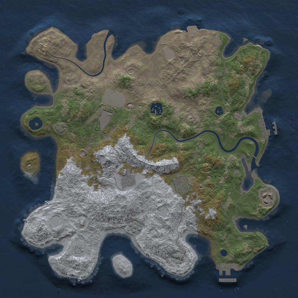 Rust Map: Procedural Map, Size: 3500, Seed: 385032266, 12 Monuments