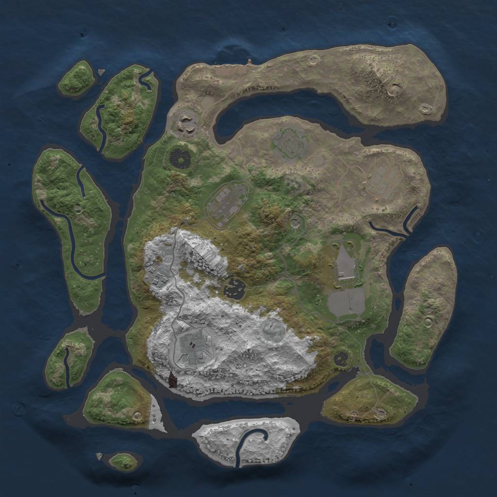 Rust Map: Procedural Map, Size: 3500, Seed: 274996, 12 Monuments