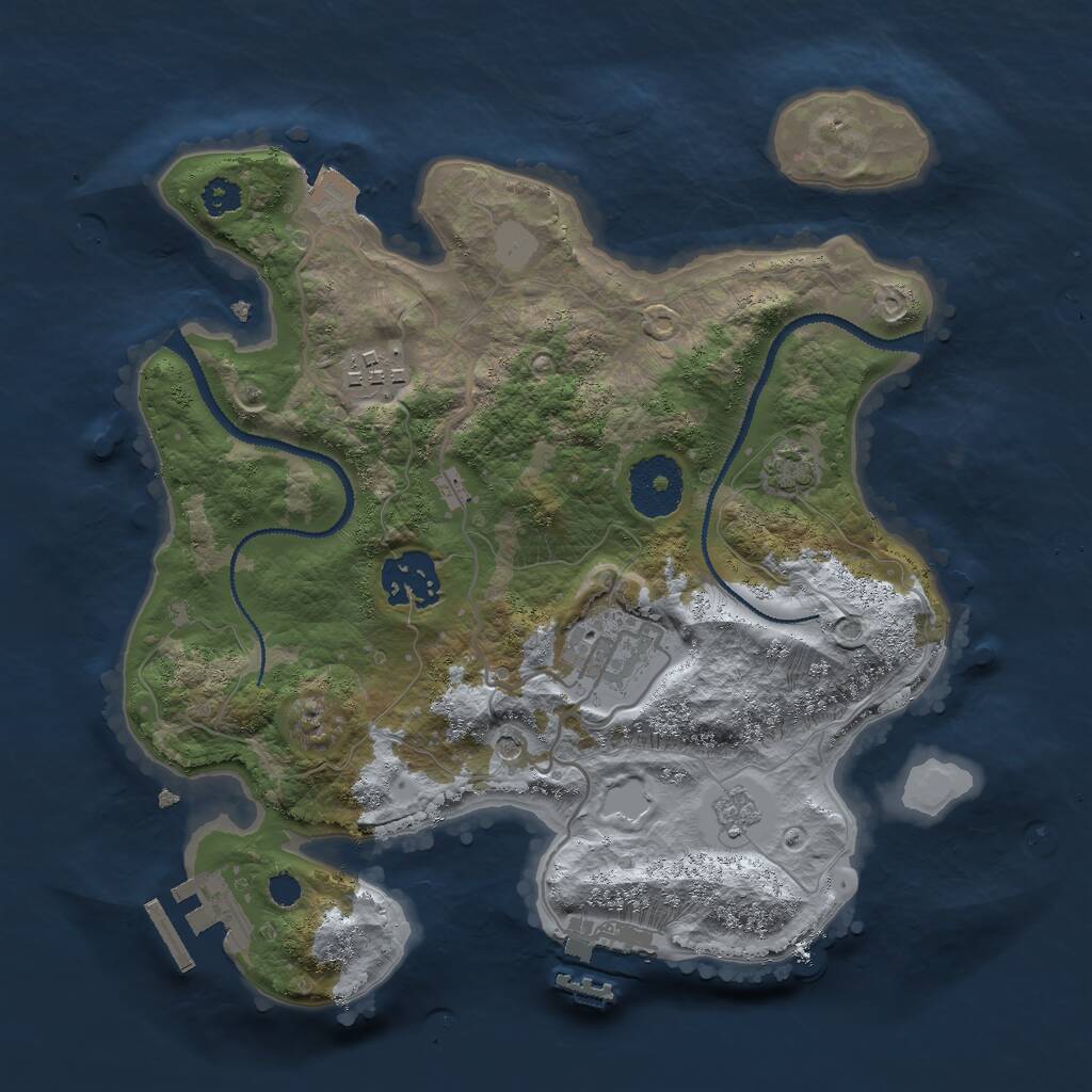 Rust Map: Procedural Map, Size: 2800, Seed: 75348, 9 Monuments