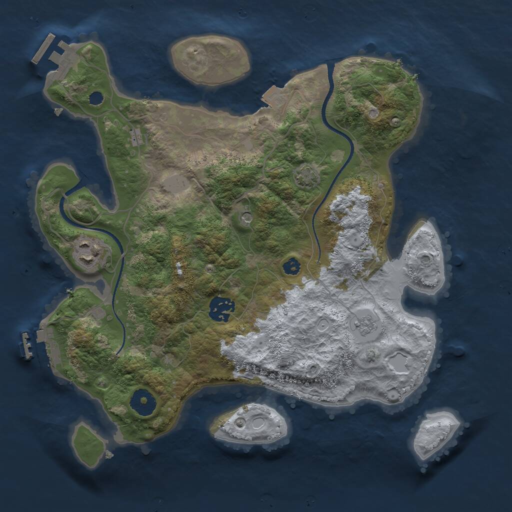 Rust Map: Procedural Map, Size: 3000, Seed: 1795002277, 8 Monuments