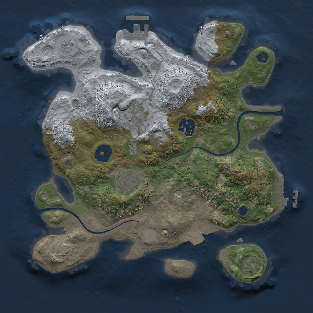 Rust Map: Procedural Map, Size: 2750, Seed: 888, 9 Monuments