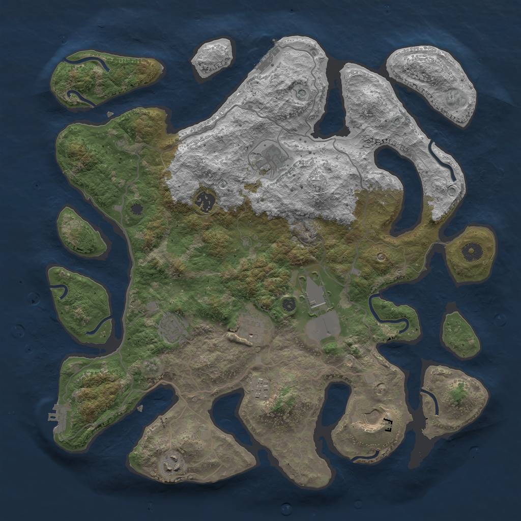 Rust Map: Procedural Map, Size: 4000, Seed: 22665, 13 Monuments