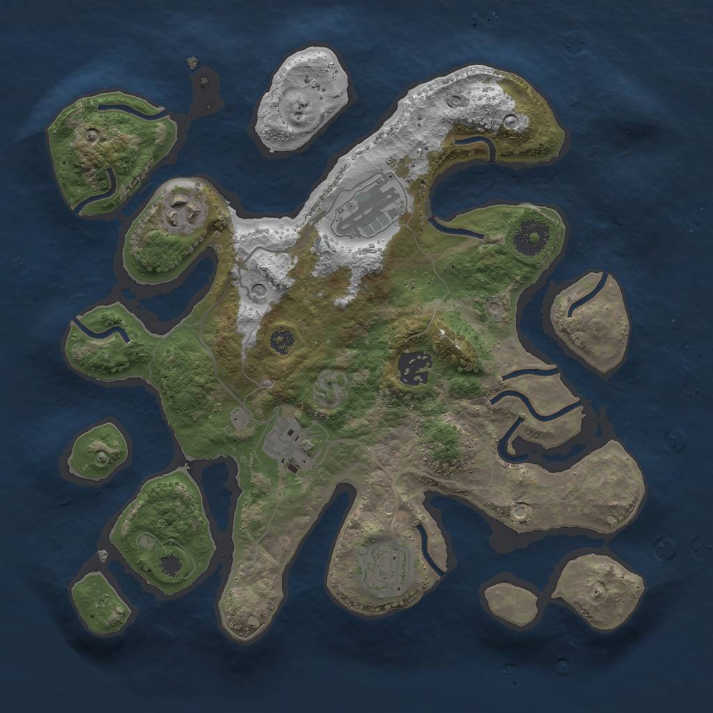 Rust Map: Procedural Map, Size: 3000, Seed: 571557592, 8 Monuments