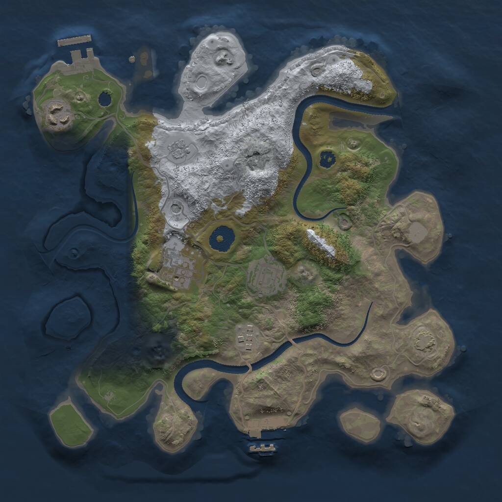 Rust Map: Procedural Map, Size: 3000, Seed: 571557592, 10 Monuments