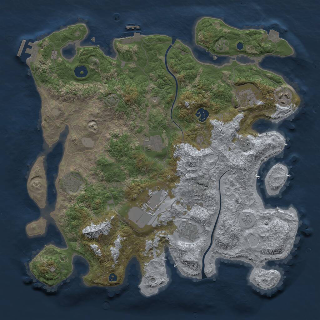 Rust Map: Procedural Map, Size: 3750, Seed: 40356, 14 Monuments