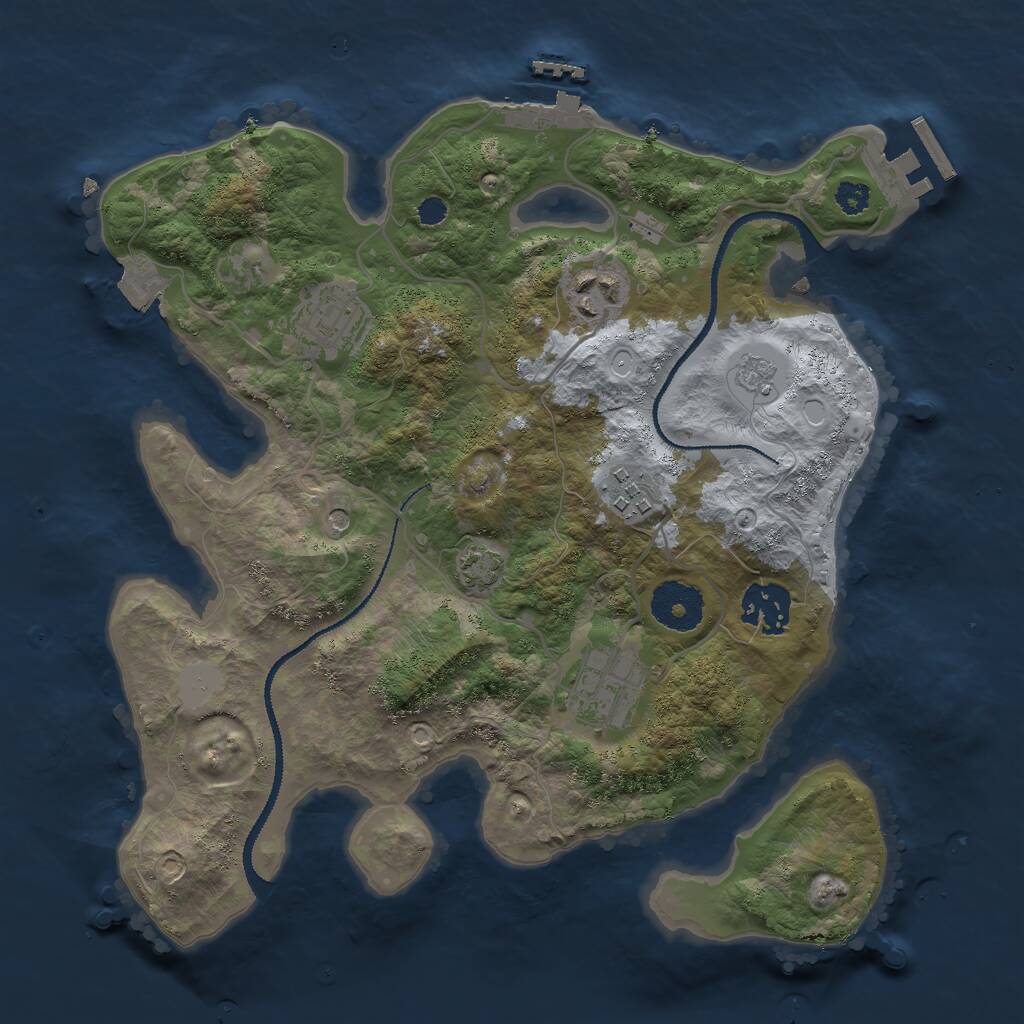 Rust Map: Procedural Map, Size: 3000, Seed: 17213, 11 Monuments