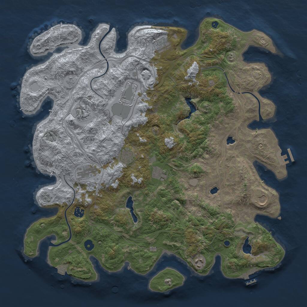 Rust Map: Procedural Map, Size: 4500, Seed: 1856474650, 16 Monuments