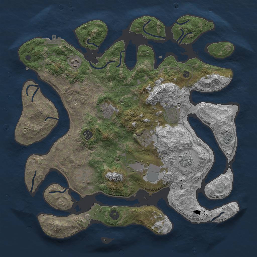 Rust Map: Procedural Map, Size: 4000, Seed: 1175313599, 13 Monuments