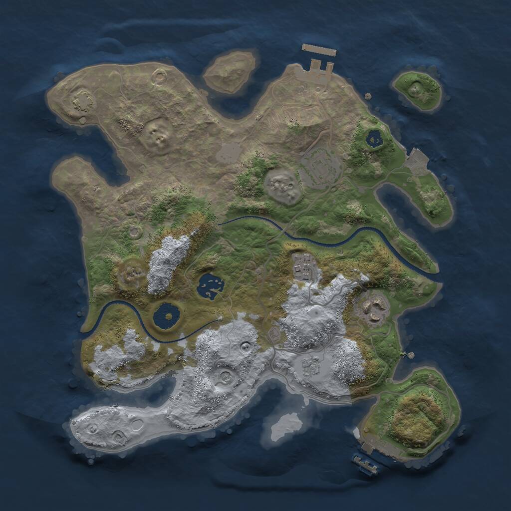 Rust Map: Procedural Map, Size: 3000, Seed: 4864684, 10 Monuments