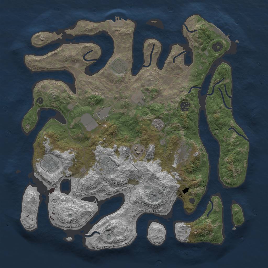 Rust Map: Procedural Map, Size: 4000, Seed: 456123, 14 Monuments