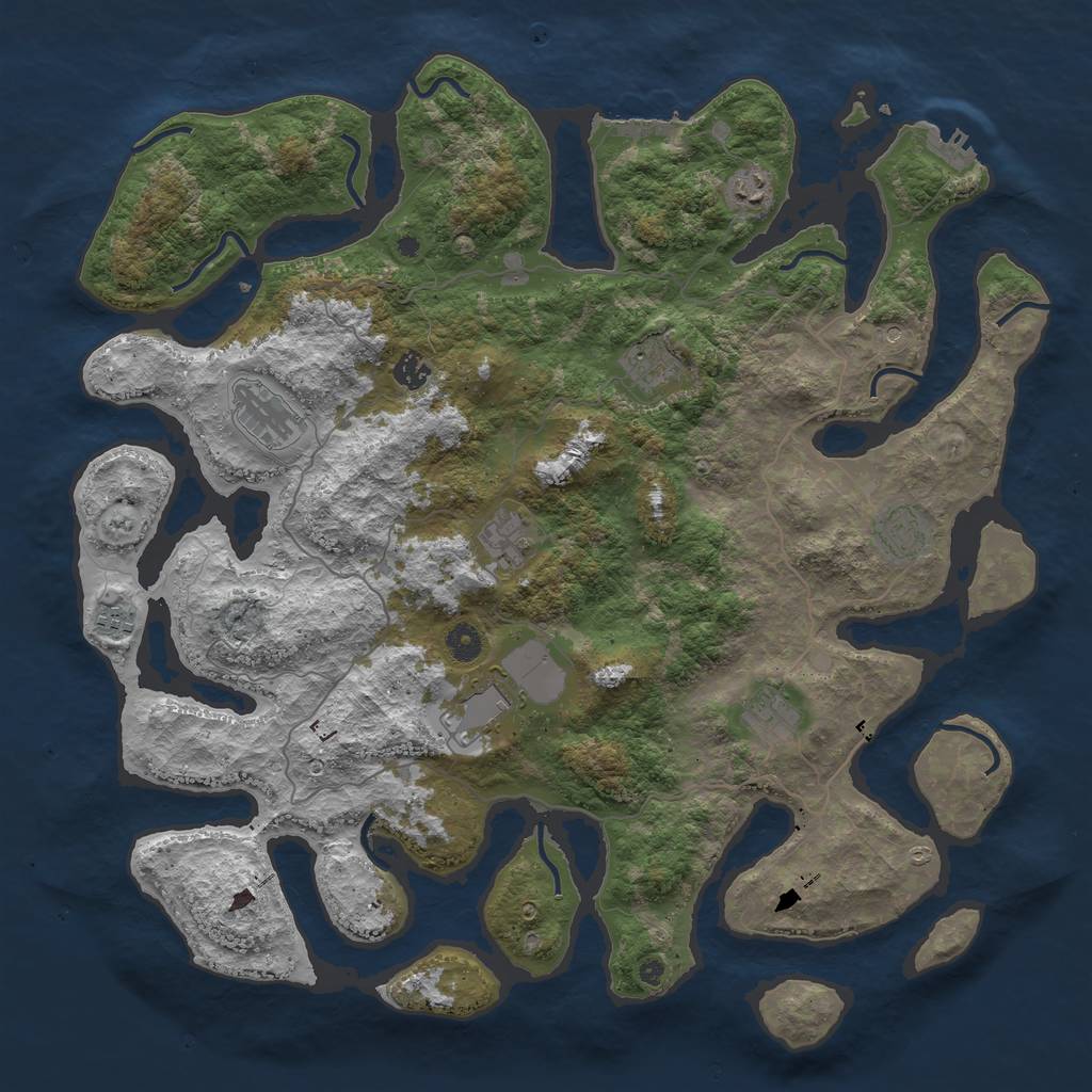 Rust Map: Procedural Map, Size: 4500, Seed: 305867177, 14 Monuments