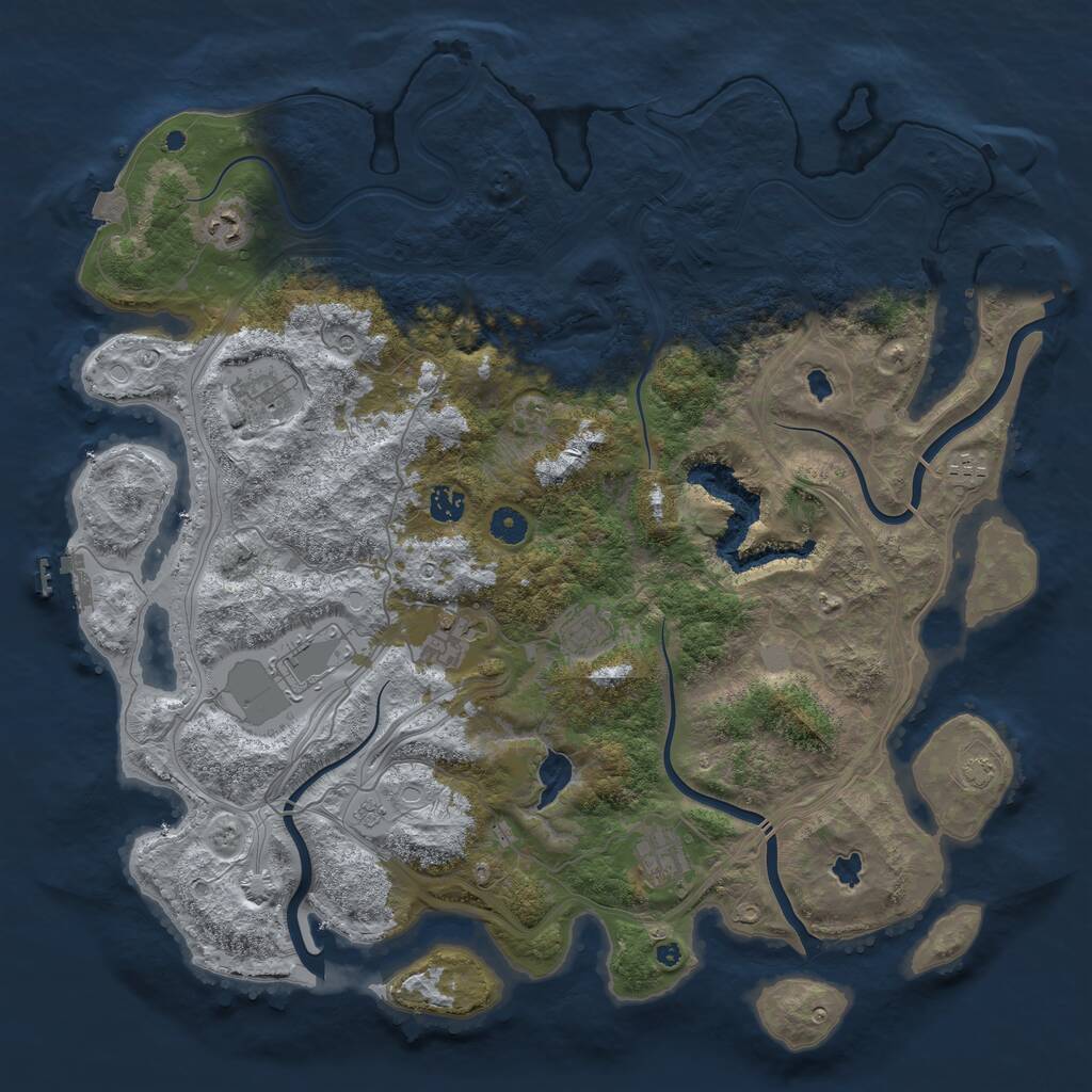 Rust Map: Procedural Map, Size: 4500, Seed: 305867177, 14 Monuments