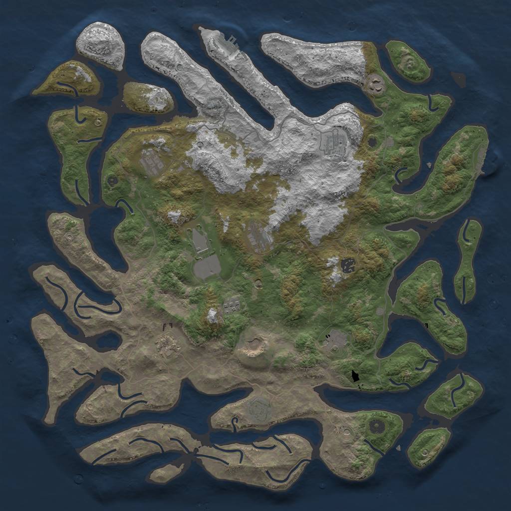 Rust Map: Procedural Map, Size: 5000, Seed: 1679520040, 16 Monuments