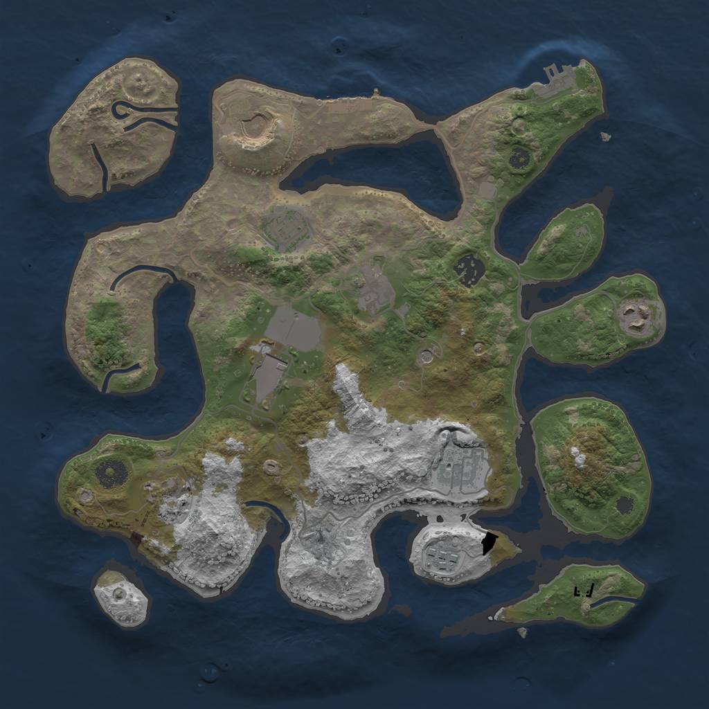 Rust Map: Procedural Map, Size: 3500, Seed: 120441970, 14 Monuments